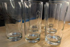 Set of 5 Vintage Etched Letter ‘S’ Highball Tumbler Glasses + 1 Plain Clear