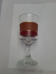 Vintage Goblet Wine Glass Denby Glass MCM Red and Metallic Gold Stripe