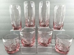 Libbey Imperial Plum (4) Cooler (4) Old Fashioned Glasses Set Pink Bar Tumblers