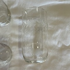 Set of 6 Vintage Etched Laurel Leaf Highball Glasses Frosted Wheat Pattern