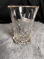 Antique 1850’s Cut Glass Beaker Reactive 365 Nm Glows Heavy
