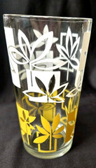 Glasses MCM VTG Tumblers set of 4 Orange Yellow White Leaf Pattern 12 oz