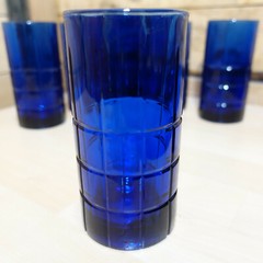 1 Cobalt Anchor Hocking Flat Iced Tea Glass Tumbler Tartan 6 Avail. Swanky Barn