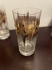 Set of 4 Atomic Splash Highball Glasses Gold. Attributed to Dorothy Thorpe MCM