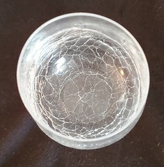 Pier 1 Angled Rim Crackle Double Old-Fashioned Clear Tumbler Glass