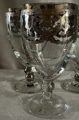 2 Vtg Goblets J Preziosi Made Italy Silver Rimmed & Silver Balls On Stem *READ*