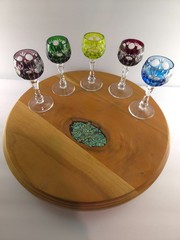 Vintage Bohemian Cut to Clear Crystal Cordial Glasses Set of 5 Multi Color 4.25″