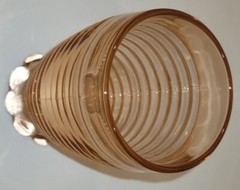 Anchor Hocking MANHATTAN PINK Depression Glass Footed Horizontal Ribbed Tumbler