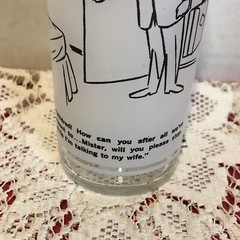 Vintage Federal Glass Adult Cartoon Frosted Tumblers-Set Of 5