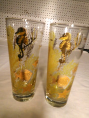 Vintage 2 or a pair of Bartlett-Collins Under the Sea Gilded Highball Glasses