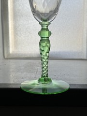 Tiffin Franciscan Goblet 15022 Uranium Green Twist Diamond Optic U.S. GLASS