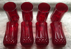 8 Ruby Red LONGCHAMP 12.25 oz Tumblers Cristal D’Arques Highball 24% Crystal EUC