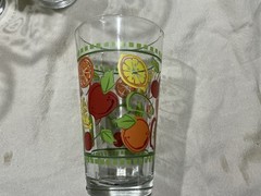 MCM Libby 7oz Fruit Deco Glasses, RARE Set Of 8, Orange,green,yellow, Vintage