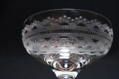 5 Fostoria Cloverleaf Pattern Needle Etched Low Sherbets Footed Dessert Stems