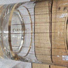2 Vintage Culver Devon Gold Vertical Stripe Old Fashioned Low Ball Rocks Glasses