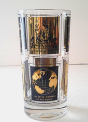 Frank Maietta 7 Wonders Of The World Highball Glass MCM Retro Barware