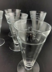 Set of 4 Vintage Etched Crystal Footed Tumblers Glasses with Floral Design