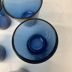 Vintage Cobalt Blue Vereco France Juice Glasses Tumblers 3 1/2” Tall Set 5