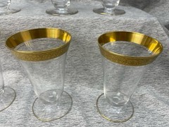 6 Tiffin Franciscan Rambler Rose 5.5” Crystal Gold Rimmed Dessert Water Glass Lt