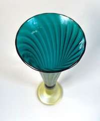 Vintage Signed Rick Strini Art Glass Iridescent Champagne Glasses Set of 2