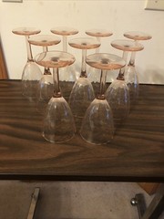 Set Of 9 Vintage Crystal Wine Glasses Water Goblets W/ Pattern Optic Very Good