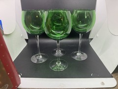 Green Balloon Wine Glasses 8 1/2″ Set Of 4 Festive Christmas Original Box