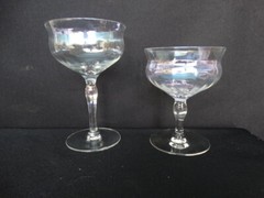 MCM West Virginia Glass Iridescent Luster Optic Tall Sherbet Champagne Stem 40