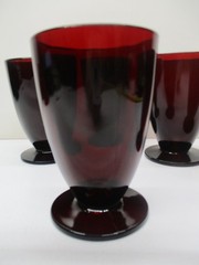 Set Of 5 Vintage 1950s Anchor Hocking Royal Ruby Red Footed Tumbler/Glasses 5″