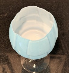 Art Deco Blue Opaline Murano Style Twisted Stem Glass Goblet MCM Hand Blown 8in