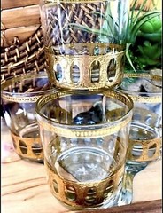 A Vtg Culver Set Of 4 Rocks Glasses Lowball DOF Gorgeous Gold Accents