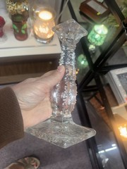 Antique Edwardian Fry (H.C.) Glass Co. clear glass candleholders