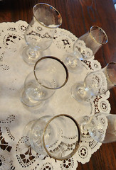 4″ Wine Glass Silver Rim Tulip Flare Aperatif Cordial Mid-Century (SET Of 6)