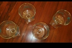 (8) Footed Libbey Southern Comfort Rocks Glasses Vintage Steamboat 22kt Gold