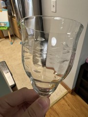 Etched Floral Vintage Wine Glass One