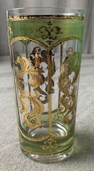 MCM 1960’s Signed CULVER Highball Glass 22K Gold & Green Barware