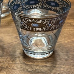Set Of 4 Culver Sorrento Highball glasses , Silver Filigree W/ Turquoise