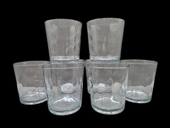 8 VTG Libbey URBAN DOTS Double Old Fashioned Rocks Drinking Glasses 3 3/4″ Tall