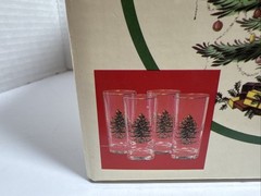 Vintage Spode 6.25” Highball Glasses “Christmas Tree” Set of 8 – Gold Trim -USA