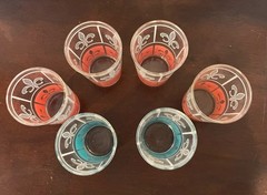 VINTAGE SET OF 6 MCM ANCHOR HOCKING CHANTILLY GLASSES 2/TURQUOISE 4/PINK
