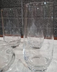 Vintage MCM Atomic Starburst Design Glass Tumblers w/ Weighted Bottoms Set of 4