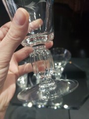 (4) Ice Tea Goblets water Glasses footed tumblers Crystal vine leaf etched