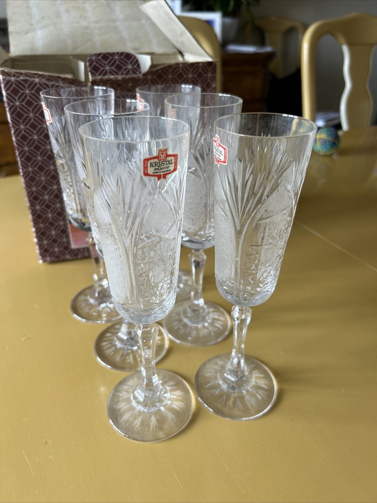 crystal d’ adriana 24% Lead Crystal Flutes Cristina Set If 6 In Box