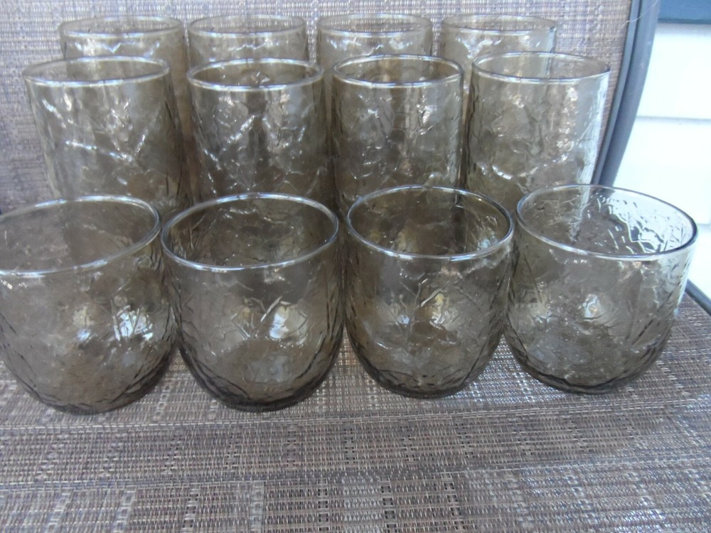 Anchor Hocking Sherwood Spicy Brown Textured Leaf 12 Piece Set 4 @ 5.5″, 5″, 3″