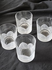 4 Cristal D’Arques J G Durand FLORENCE Frosted Old Fashioned Glasses France