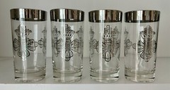 Vtg 4 Royal Queen’s Silver Lusterware Dorothy Thorpe MCM Cocktail HiBall Glasses