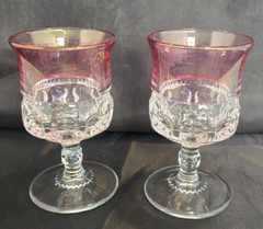 Tiffin Franciscan King’s Crown Cranberry Flashed Goblets – 5 3/4” – Set of 2