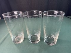 Vintage Clear Textured Glass 3 Heavy 6,5’’Tall Pebble Bumpy Watermelon Seed Rain