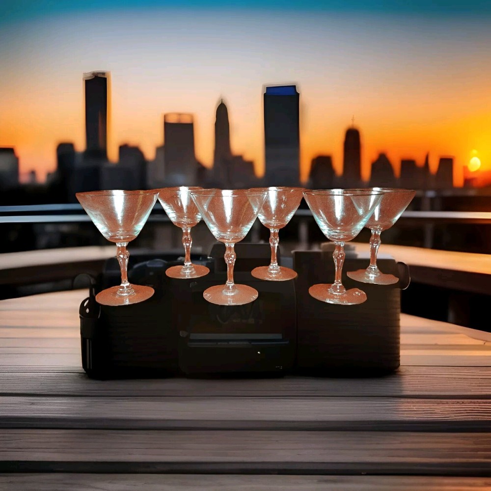 Crystal Cocktail Glasses Stemware Goblets Platinum Rim 6 oz 5.5″H Set of 6