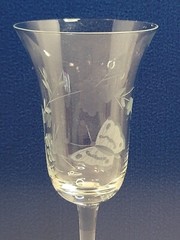5 – Vintage Clear Floral & Butterfly Etched Wine Glasses