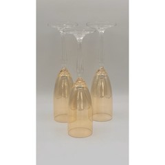Pier 1 Amber Golden Luster Wine Fluted Champagne Toasting Glasses 9” Set of 3